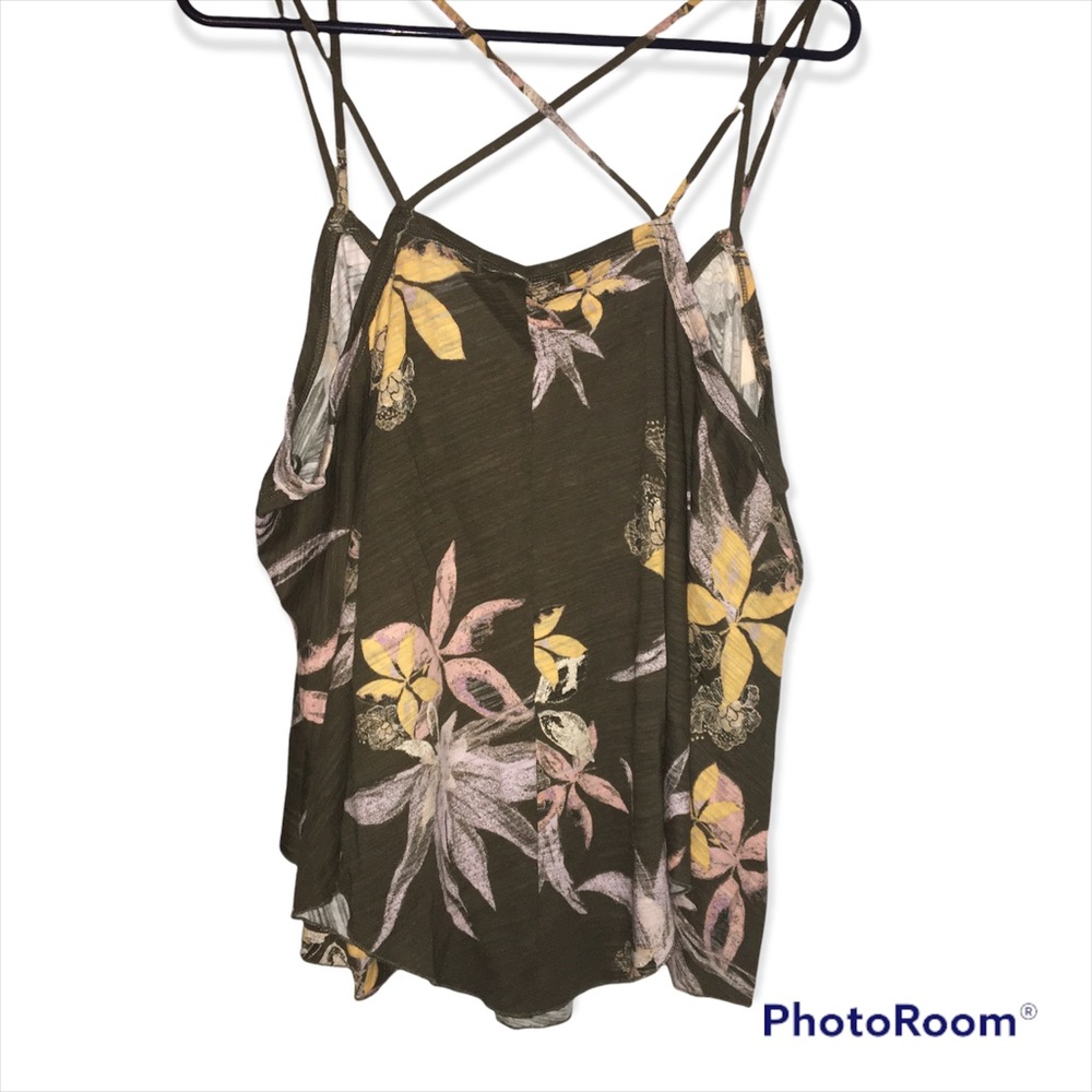 Free People Hey Girl Floral Tank Army Combo Medium NWT - Picture 4 of 7